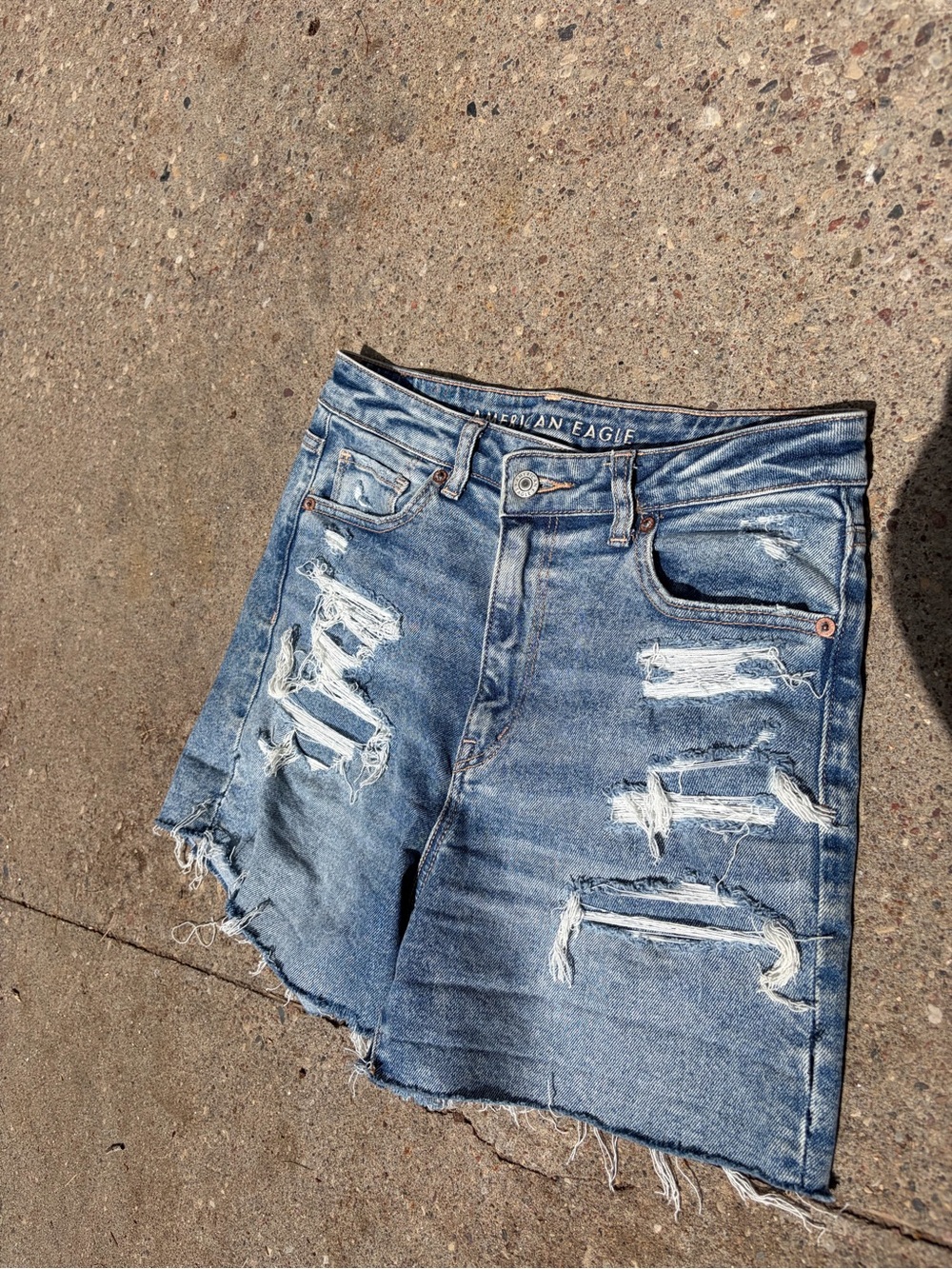 American Eagle Outfitters Light Blue Distressed Denim Shorts